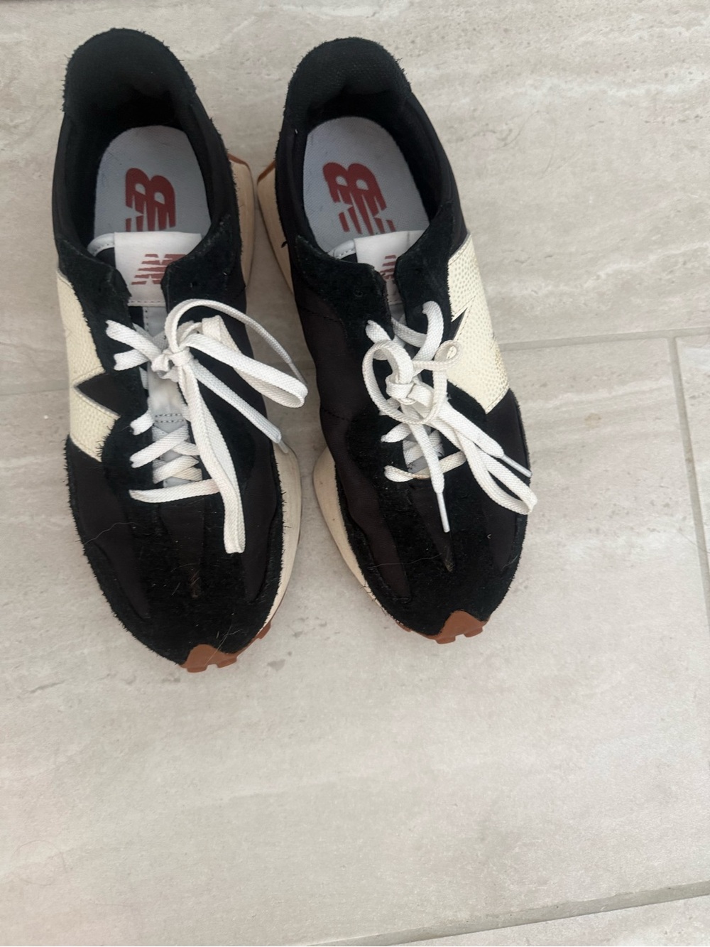 New Balance Black and Cream Retro Runner Sneakers